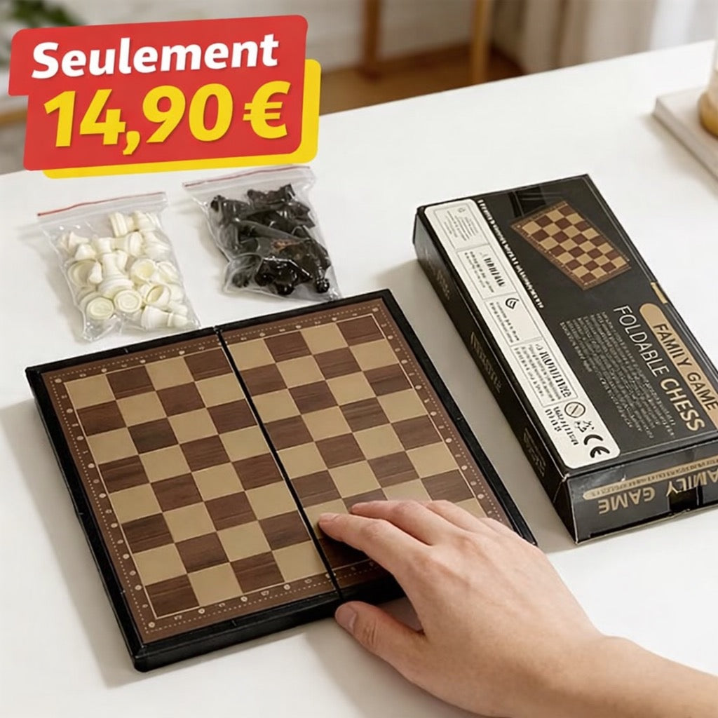 Jeu d'échecs pliable 19 x 19 cm – Coffret complet avec rangement intégré