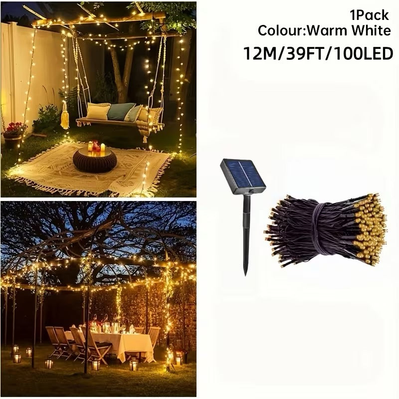 GUIRLANDE SOLAIRE JAUNE CHAUD – 12 M