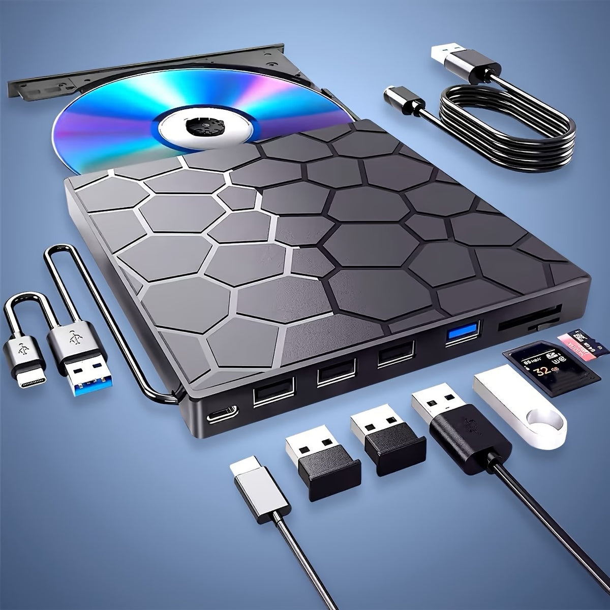 ✨ LECTEUR  NOIR / GRAVEUR CD DVD EXTERNE USB 3.0 & USB-C ✨