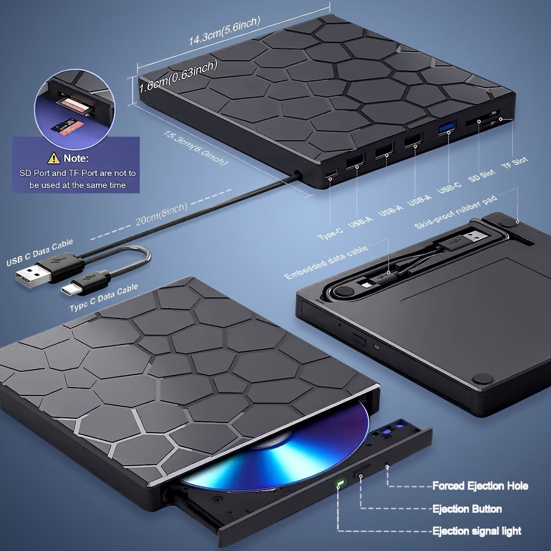 ✨ LECTEUR  NOIR / GRAVEUR CD DVD EXTERNE USB 3.0 & USB-C ✨