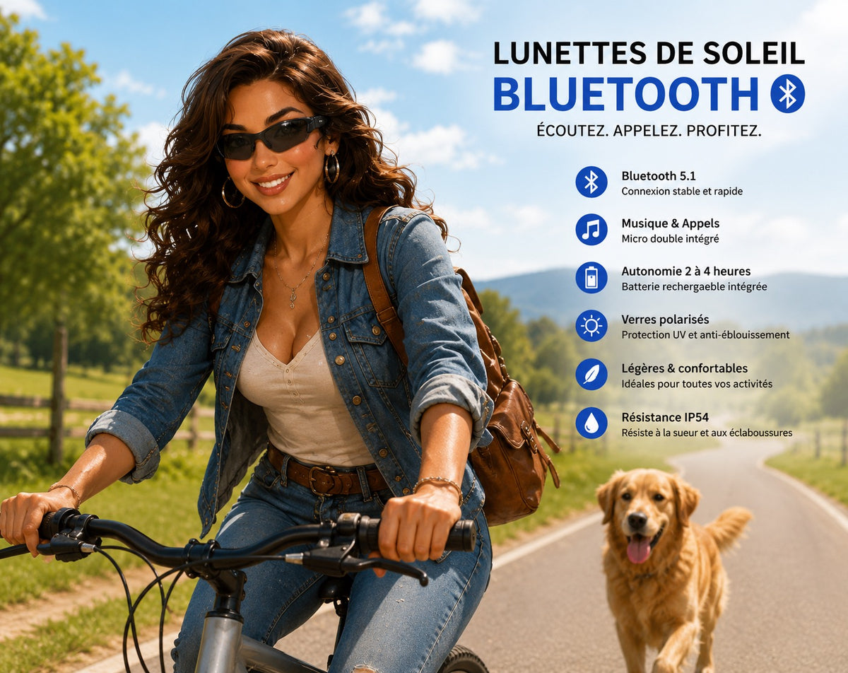 🕶️ LUNETTES DE SOLEIL BLUETOOTH STÉRÉO – MUSIQUE &amp; APPELS MAINS LIBRES