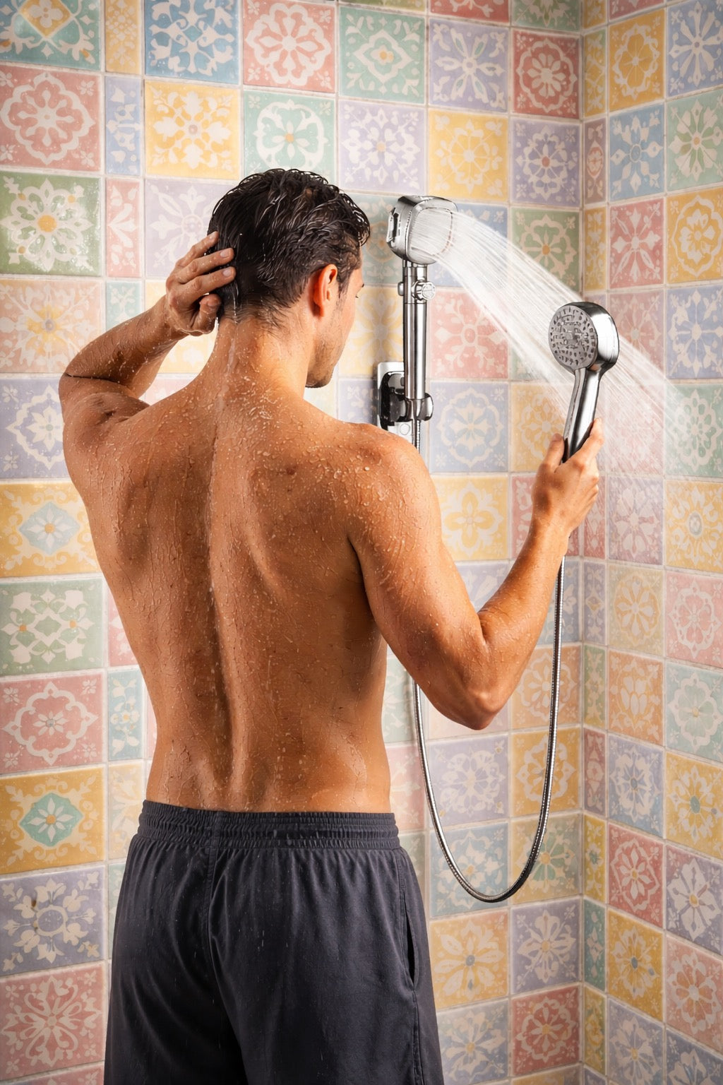 Douche en duo — 2 têtes de douche portables