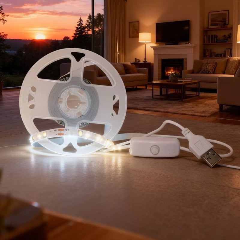 ✨ Bande Lumineuse LED USB Blanche 5 Mètres – Éclairage d’Ambiance Facile à Installer !