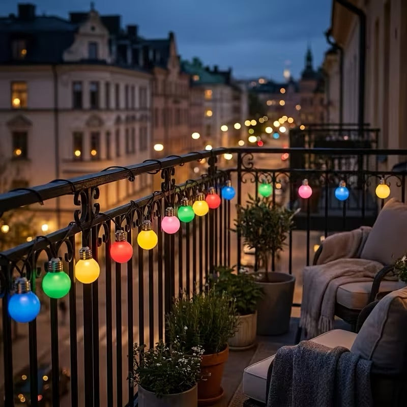 🌴 Guirlande lumineuse solaire multicolore 6,50 m – 30 LED – IP44 – 8 modes d'éclairage
