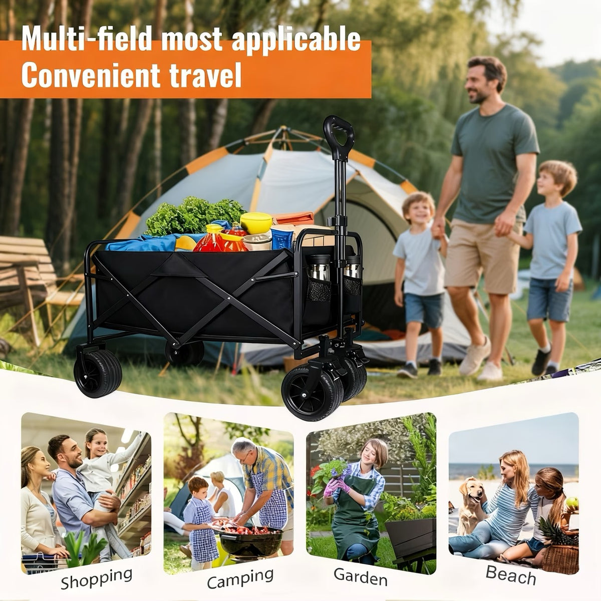 Grand Chariot de Jardin Tout-Terrain Pliable