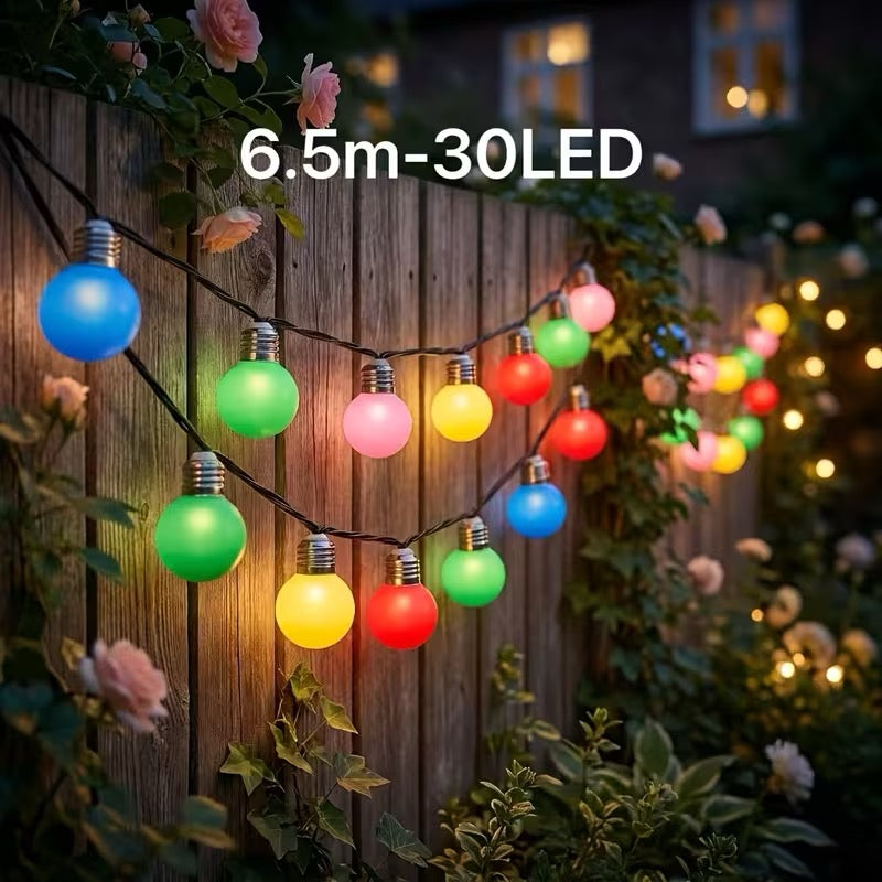 🌴 Guirlande lumineuse solaire multicolore 6,50 m – 30 LED – IP44 – 8 modes d'éclairage