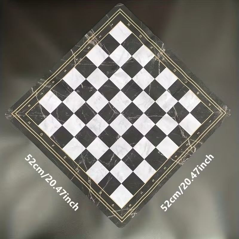 LOT LUXE ÉCHECS + DAMES – TAPIS MARBRE 52 x 52 CM
