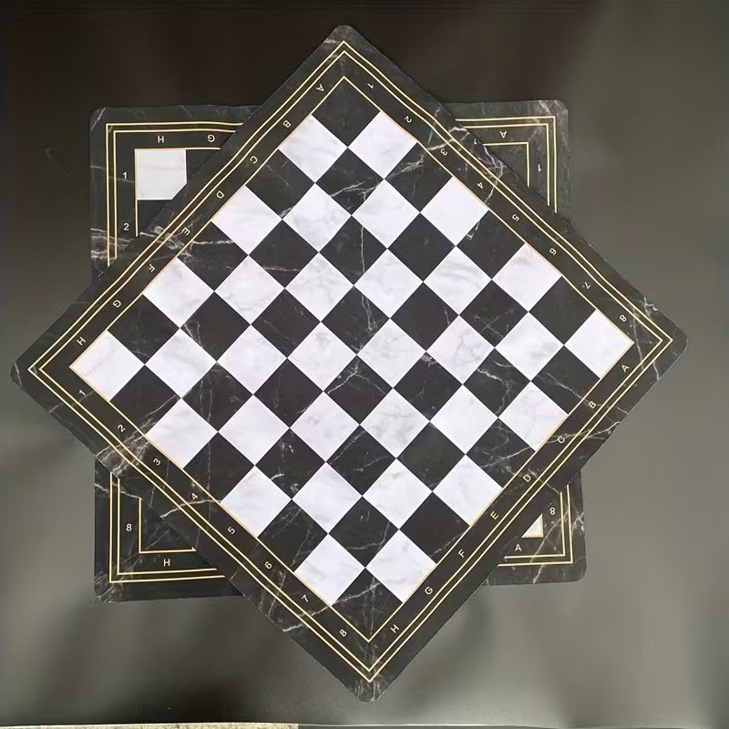 LOT LUXE ÉCHECS + DAMES – TAPIS MARBRE 52 x 52 CM