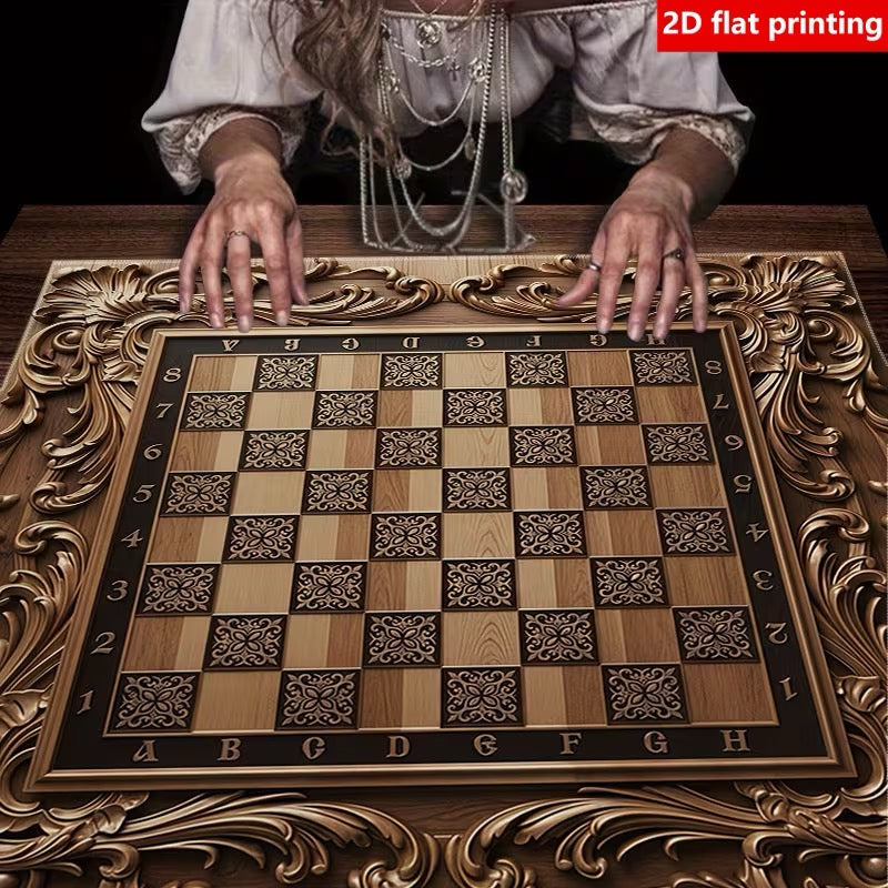 SET ÉCHECS LUXE OR ARGENT + TAPIS EN TISSU