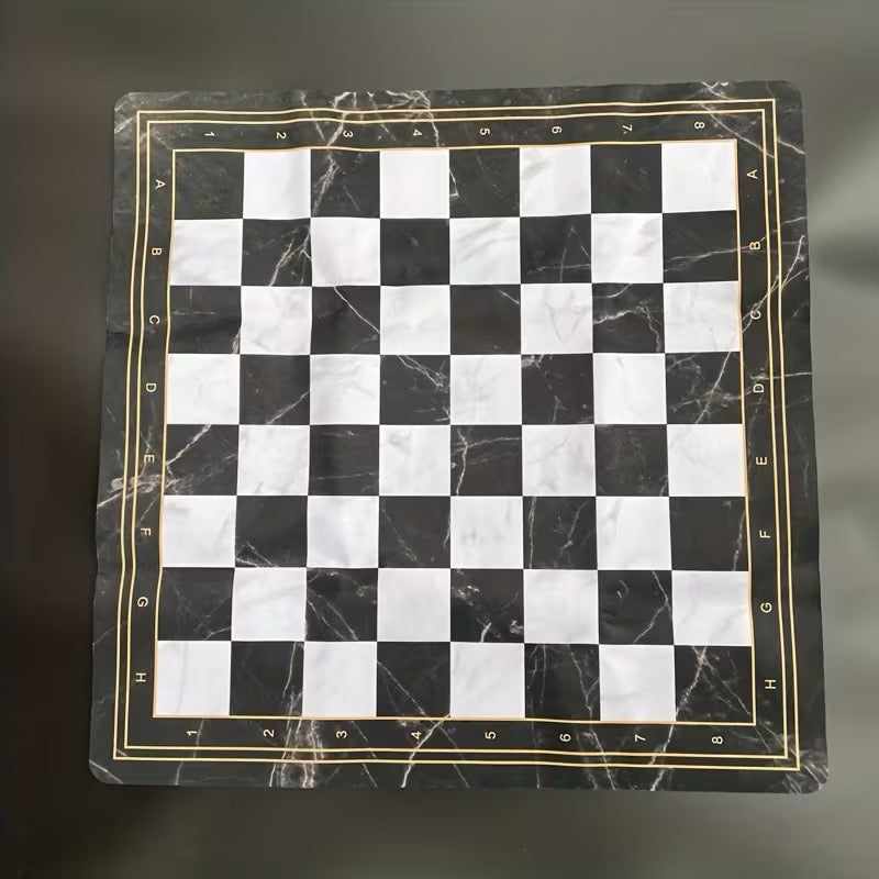 LOT LUXE ÉCHECS + DAMES – TAPIS MARBRE 52 x 52 CM
