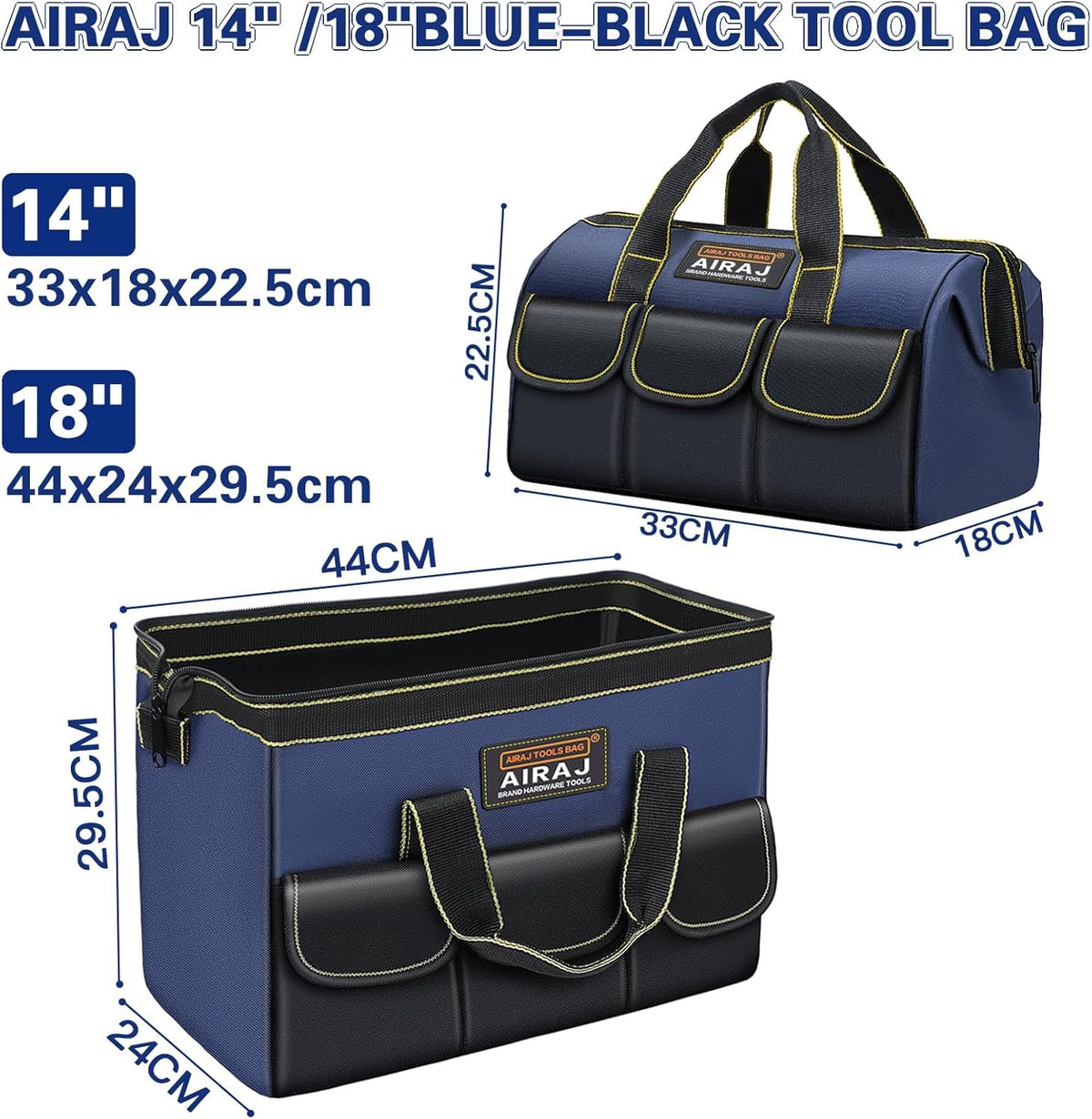 Lot de 2 sacs à outils AIRAJ – 33 et 44 cm (robustes et pratiques)