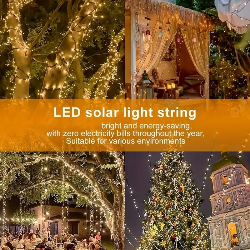 ✨ 2 GUIRLANDES SOLAIRES – 200 LED JAUNE CHAUD ✨
