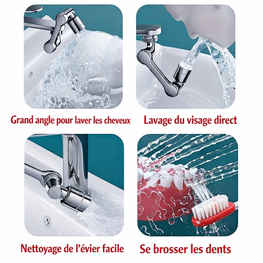 Aérateur de robinet rotatif 1080°