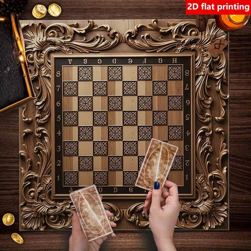 SET ÉCHECS LUXE OR ARGENT + TAPIS EN TISSU