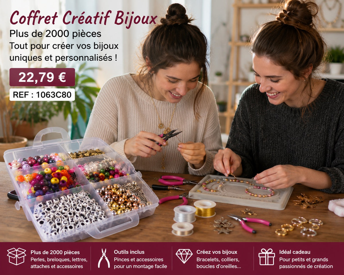 GRAND COFFRET CRÉATIF BIJOUX – PLUS DE 2000 PIÈCES 💎