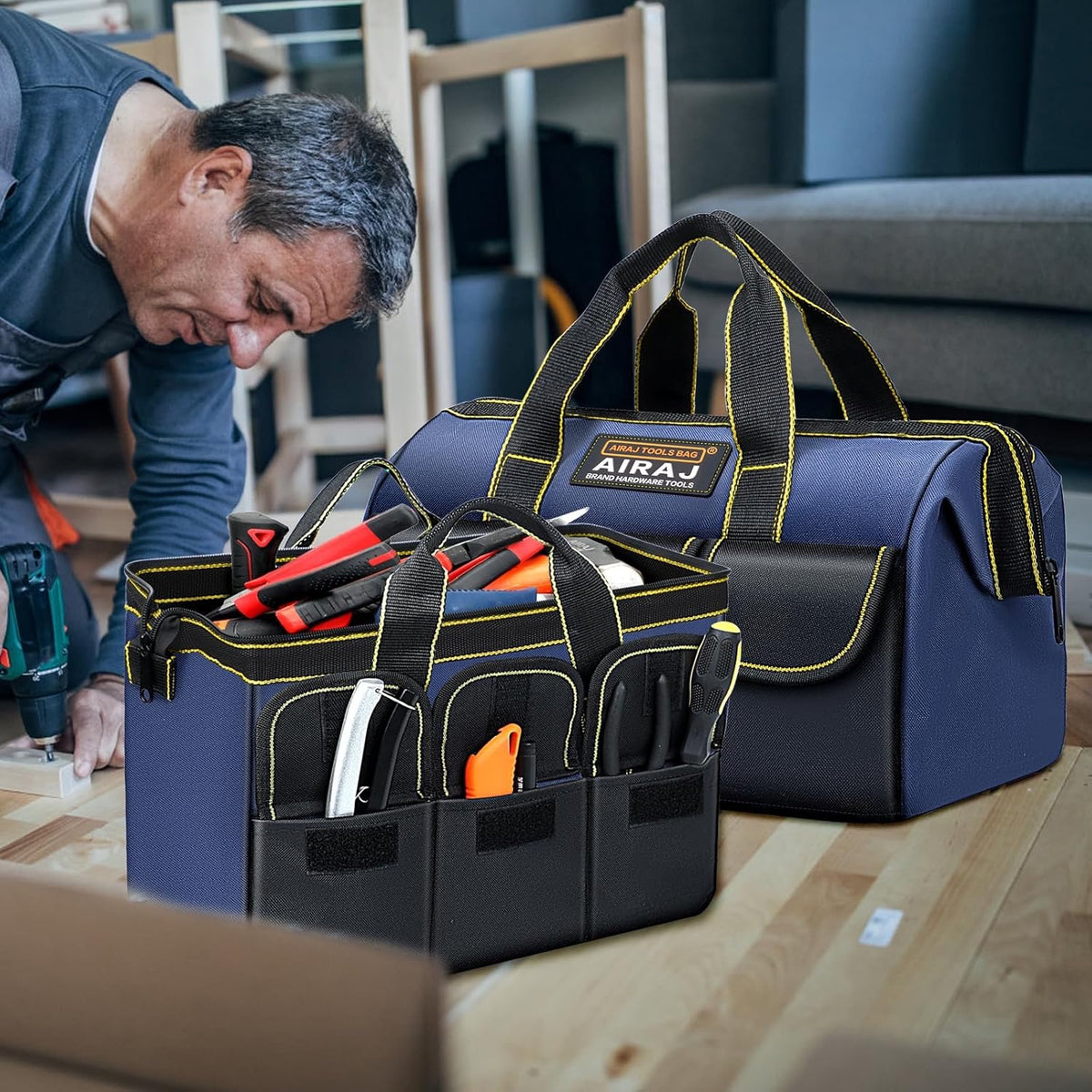 Lot de 2 sacs à outils AIRAJ – 33 et 44 cm (robustes et pratiques)