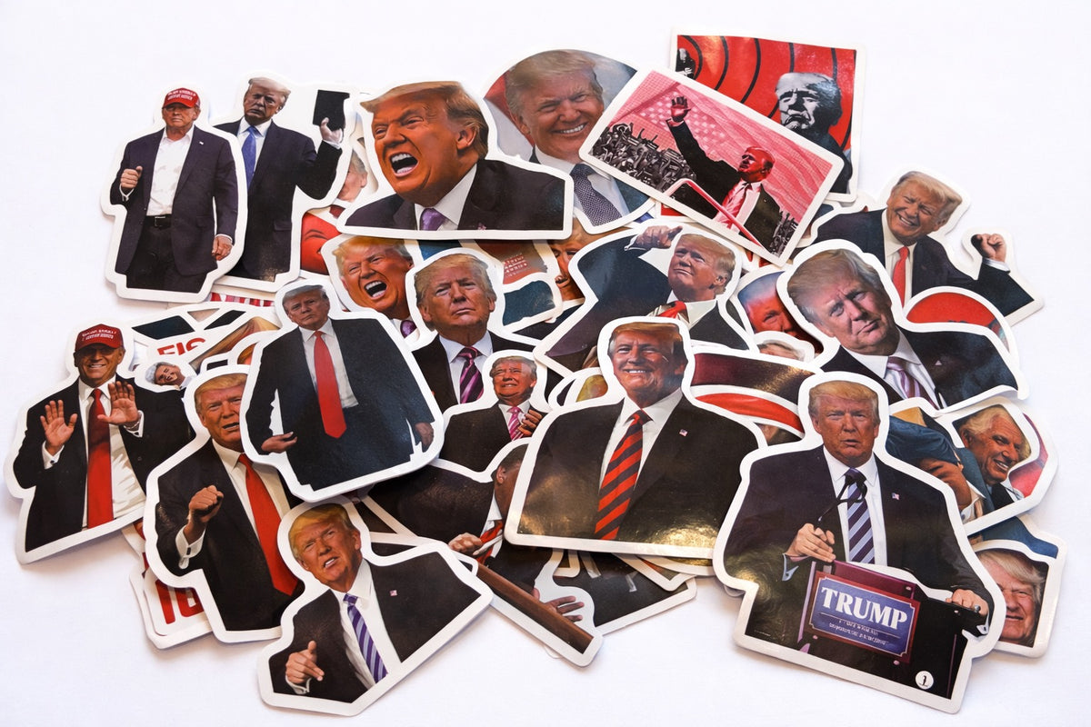 Lot de 50 Autocollants Donald Trump - Stickers Découpés Qualité Glacée