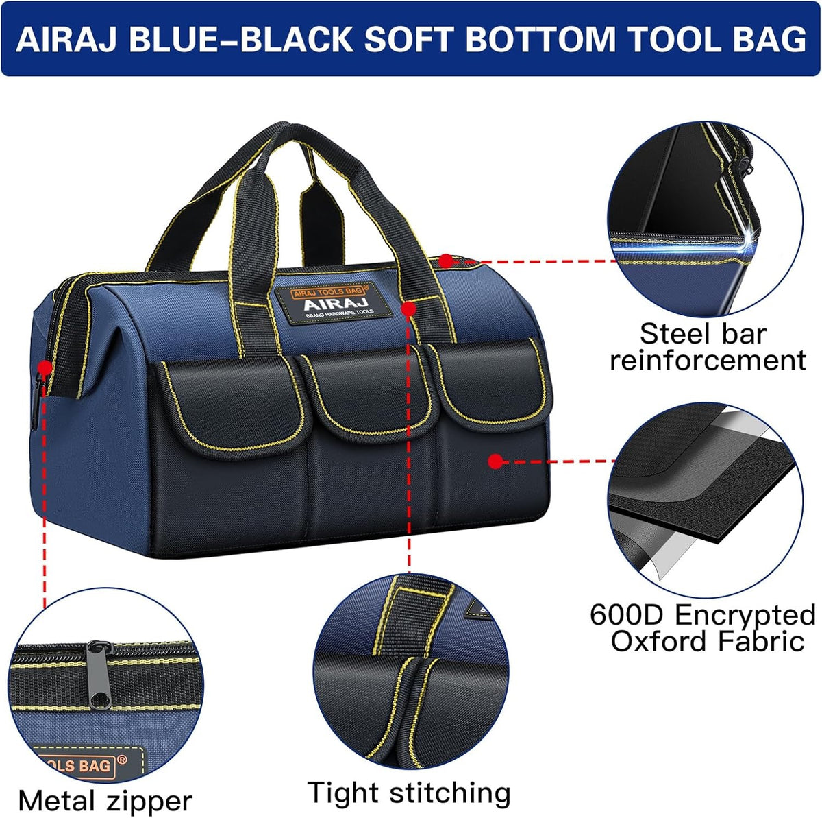 Lot de 2 sacs à outils AIRAJ – 33 et 44 cm (robustes et pratiques)
