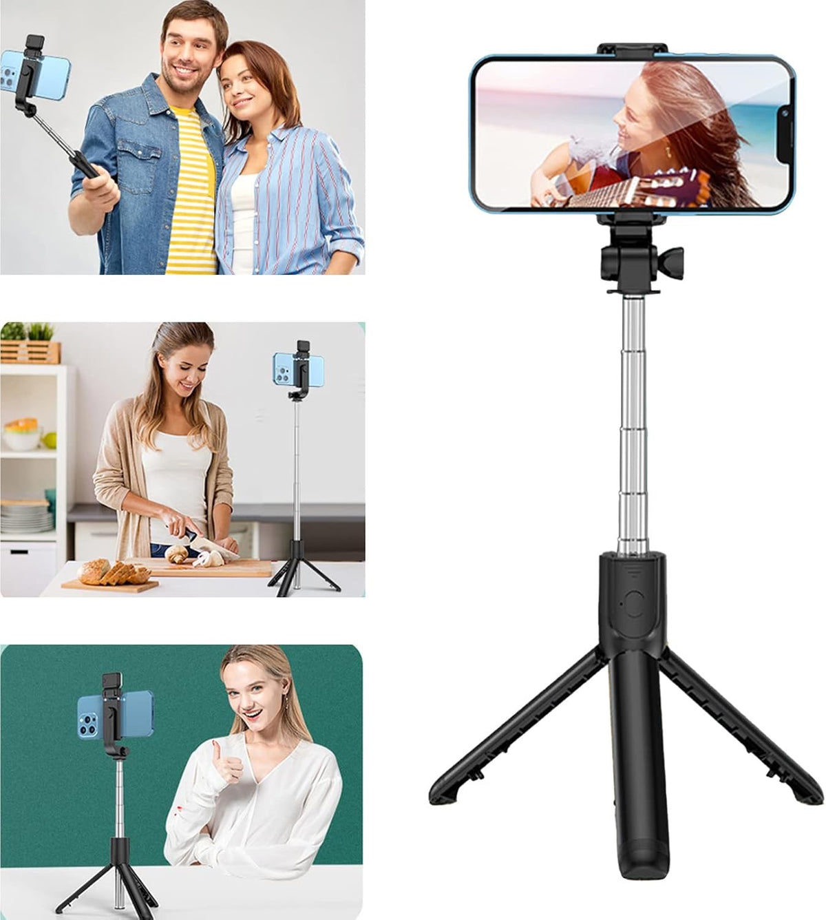 📸 Perche à Selfie Bluetooth avec Trépied Intégré – Rotation 360° – Télécommande Sans Fil – Ultra Compacte