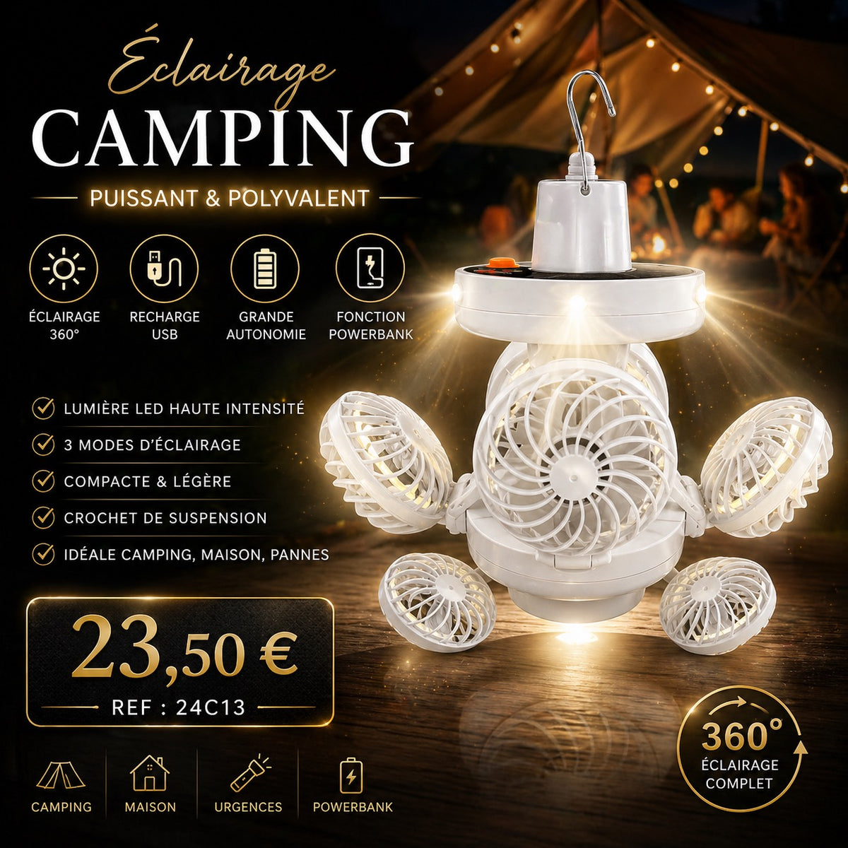 Eclairage ventilateur