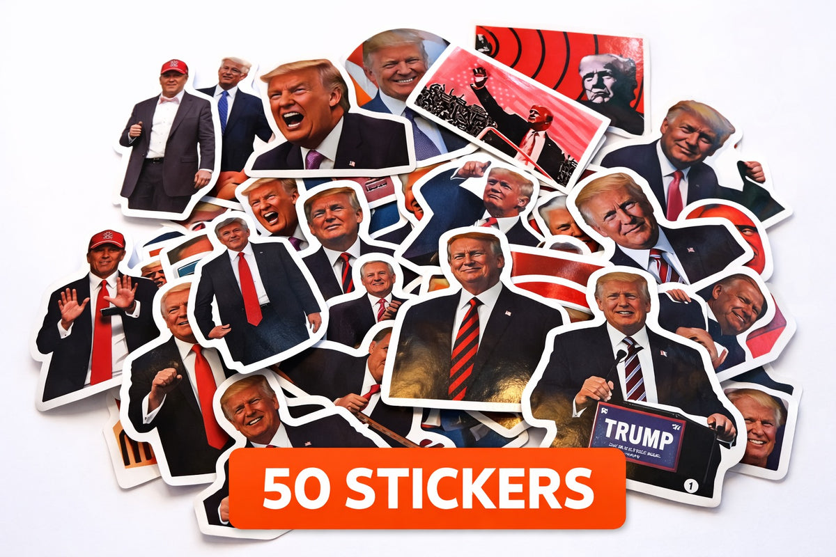 Lot de 50 Autocollants Donald Trump - Stickers Découpés Qualité Glacée