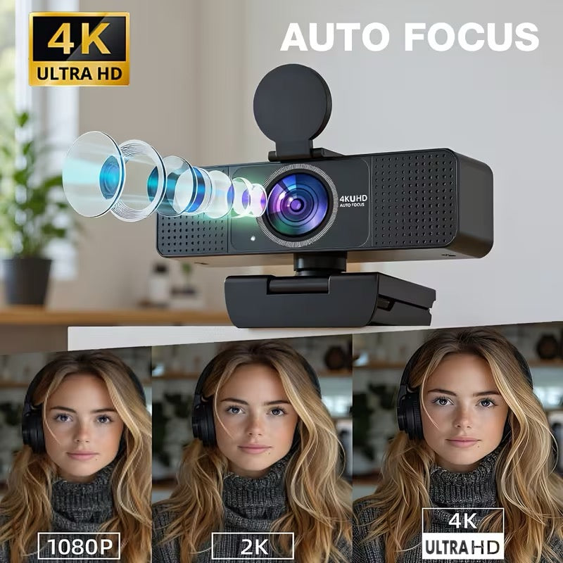 WEBCAM 4K ULTRA HD – AUTOFOCUS – MICRO INTÉGRÉ – CACHE CONFIDENTIALITÉ