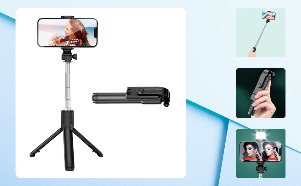 📸 Perche à Selfie Bluetooth avec Trépied Intégré – Rotation 360° – Télécommande Sans Fil – Ultra Compacte