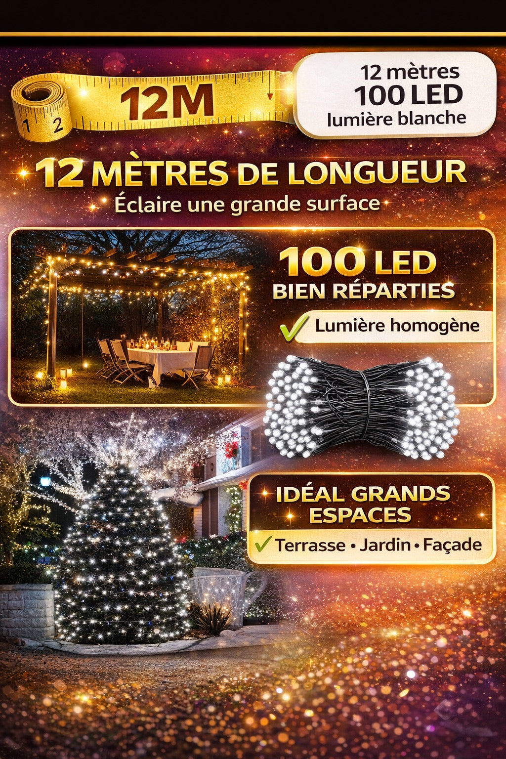 Guirlande blanche 12 métres
