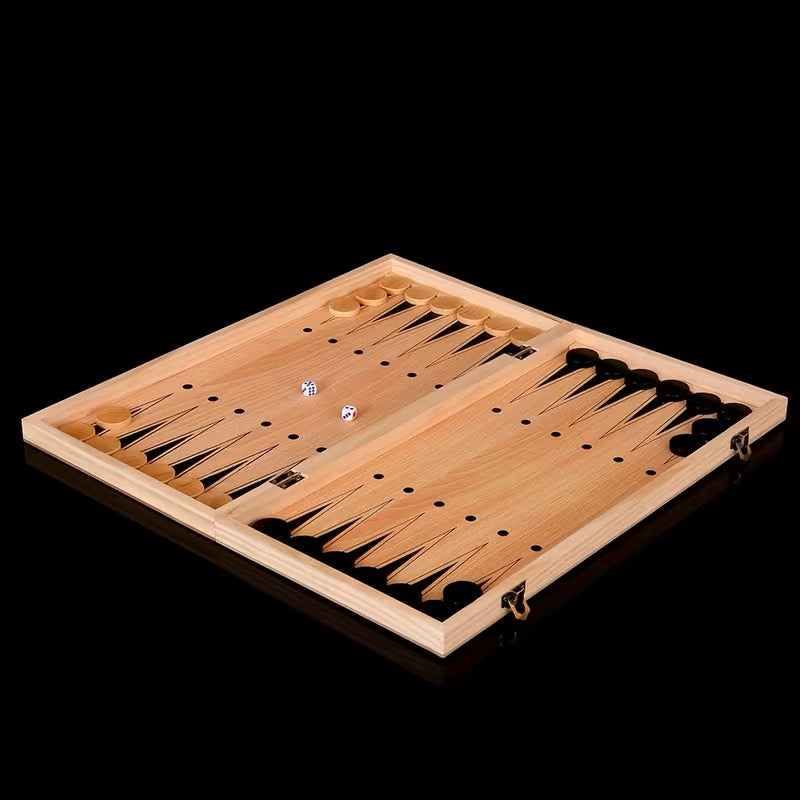 Grand Jeu 3 en 1 Échecs + Dames + Backgammon