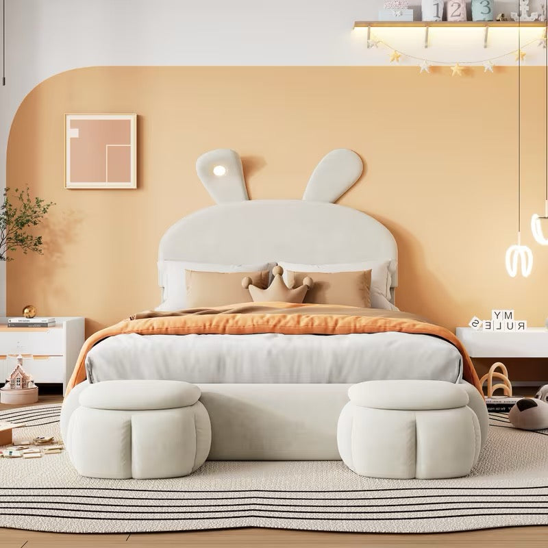 Lit enfant / ado 140x200 velours beige