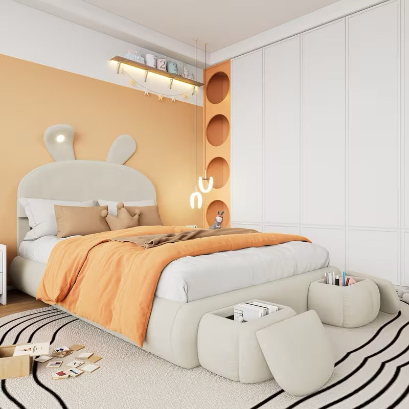 Lit enfant / ado 140x200 velours beige
