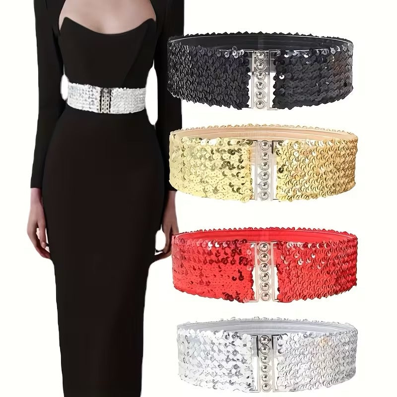 CEINTURE ÉLASTIQUE À PAILLETTES – STYLE GLAMOUR EFFET WOW ✨