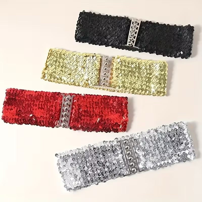 CEINTURE ÉLASTIQUE À PAILLETTES – STYLE GLAMOUR EFFET WOW ✨