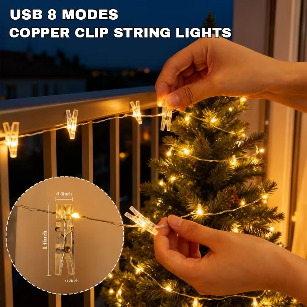 ✨ Guirlande lumineuse à photos – 40 LED &amp; 40 mini pinces ✨