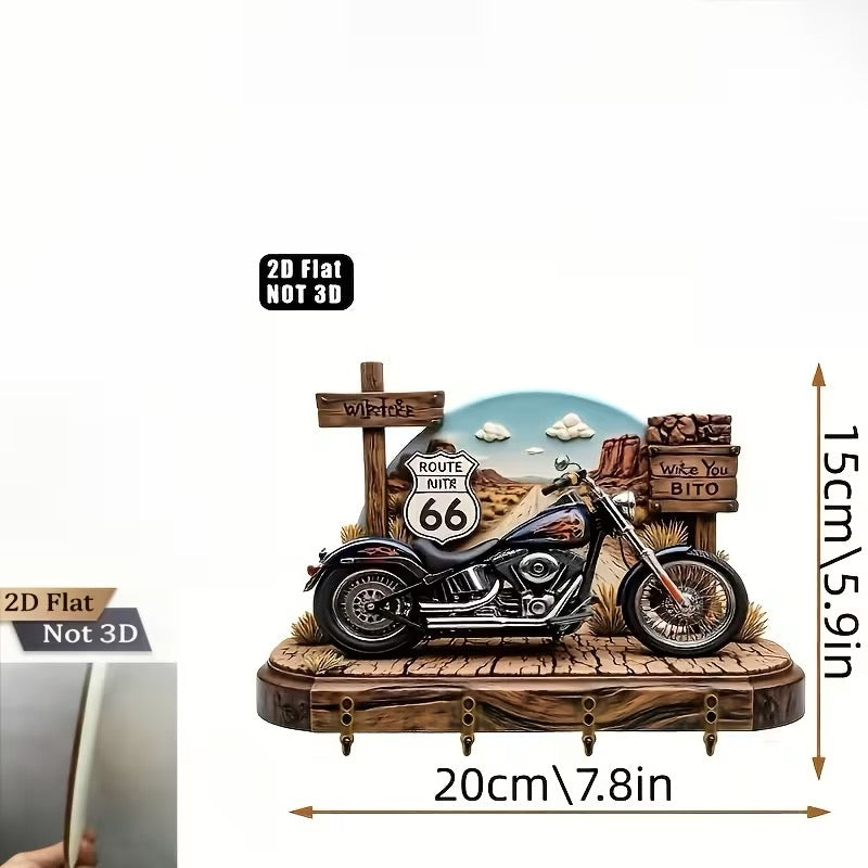 ✨ PORTE-CLÉS MURAL ROUTE 66 – STYLE MOTO CUSTOM ✨