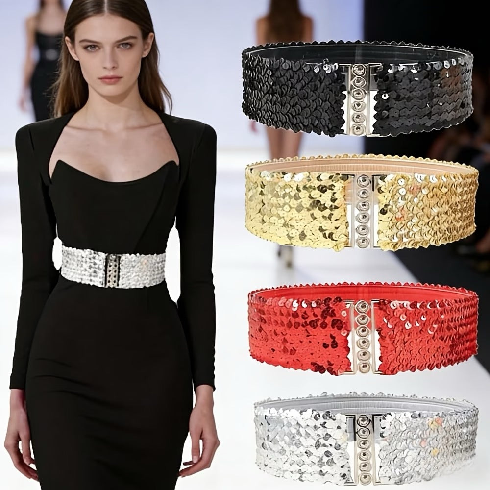 CEINTURE ÉLASTIQUE À PAILLETTES – STYLE GLAMOUR EFFET WOW ✨