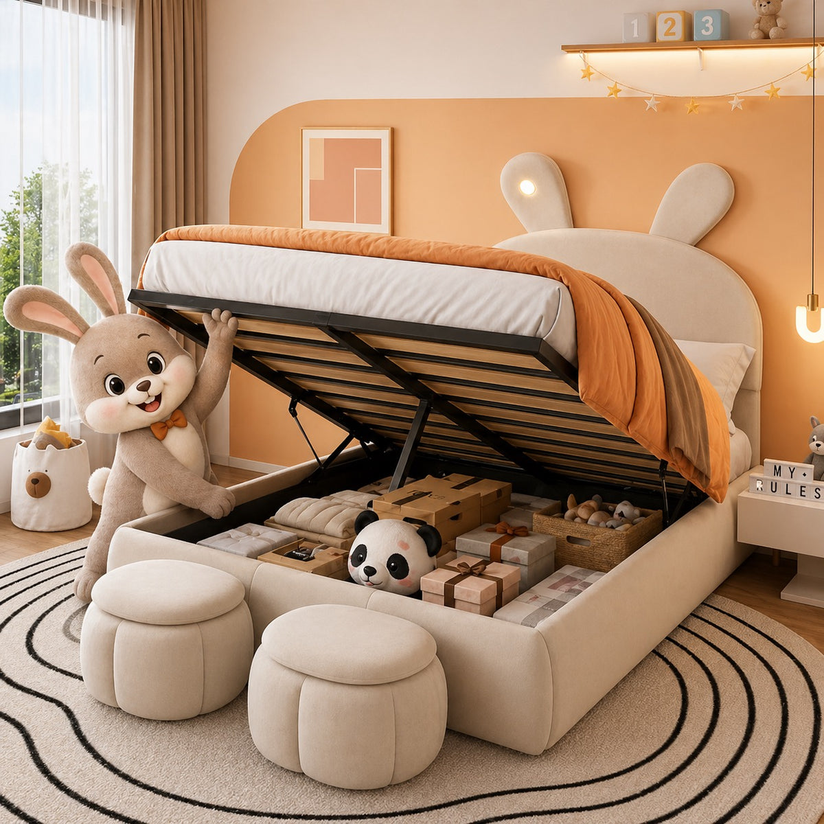 Lit enfant / ado 140x200 velours beige