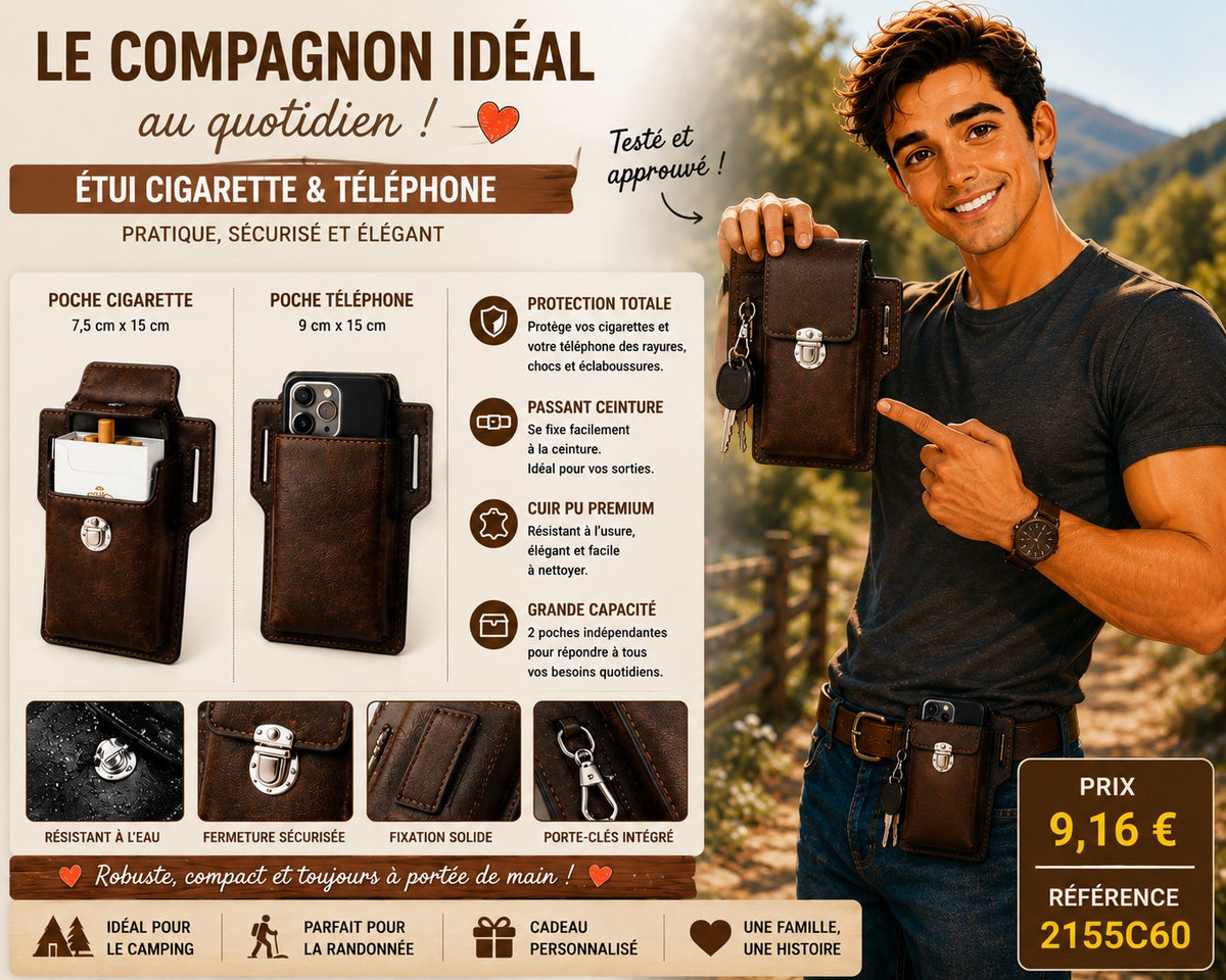 ✨ ÉTUI CIGARETTE & TÉLÉPHONE – PRATIQUE, ROBUSTE & ÉLÉGANT ✨