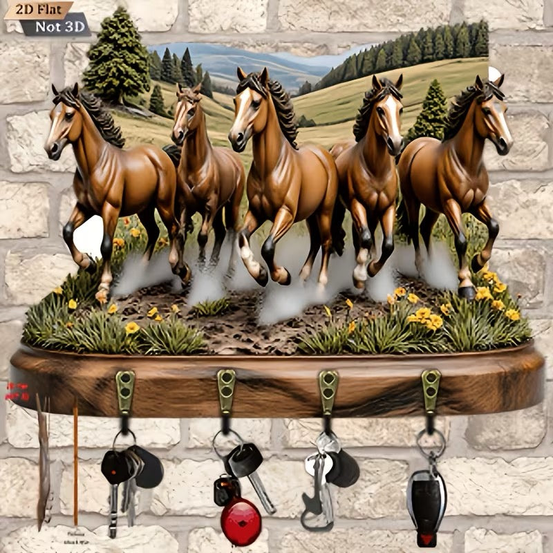PORTE-CLÉS MURAL CHEVAUX AU GALOP –