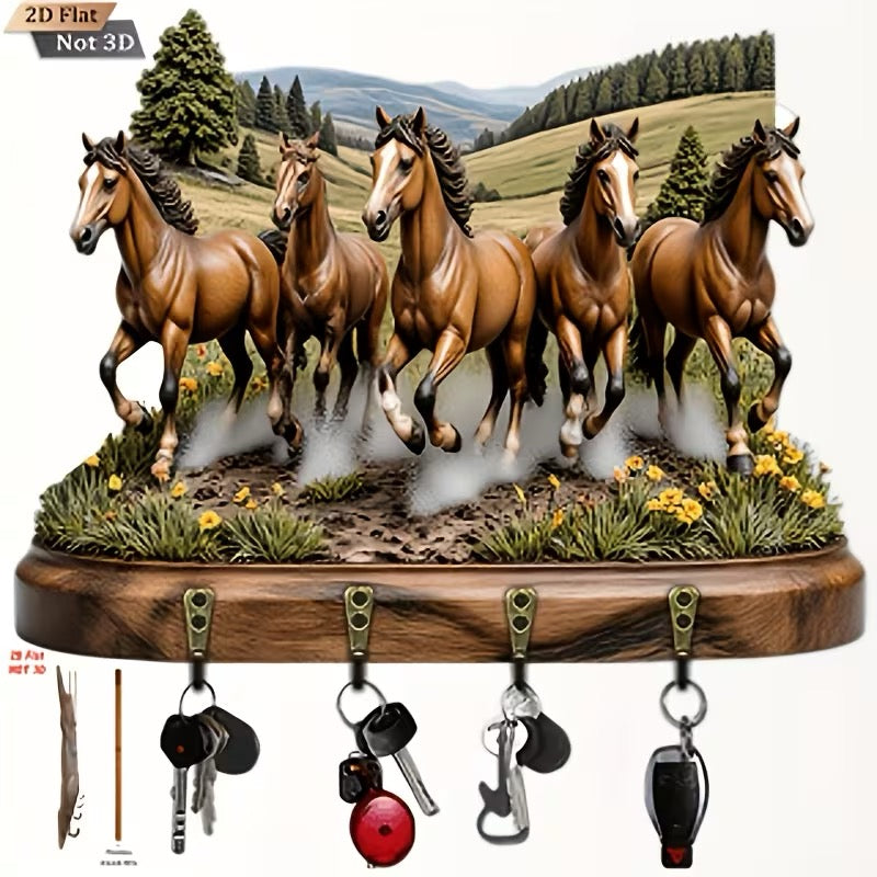 PORTE-CLÉS MURAL CHEVAUX AU GALOP –