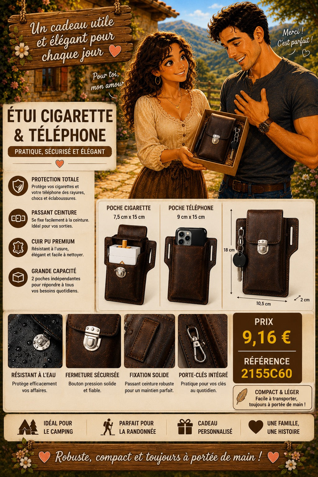 ✨ ÉTUI CIGARETTE & TÉLÉPHONE – PRATIQUE, ROBUSTE & ÉLÉGANT ✨