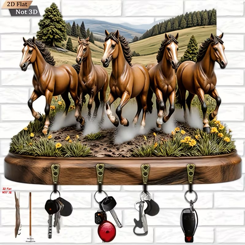 PORTE-CLÉS MURAL CHEVAUX AU GALOP –