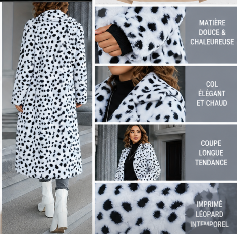 Manteau Long Imprimé Léopard – Fausse Fourrure Style Cowgirl Chic