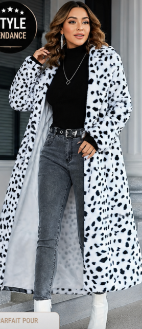 Manteau Long Imprimé Léopard – Fausse Fourrure Style Cowgirl Chic