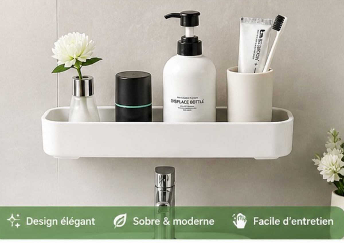ÉTAGÈRE LAVABO MURALE – SANS PERÇAGE –