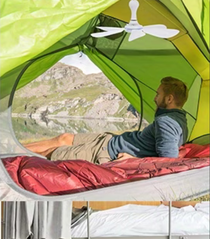 🌬️ Ventilateur USB Suspendu 6 Pales – Ultra Silencieux – Alimentation USB – Camping, Maison, Chambre &amp; Bureau