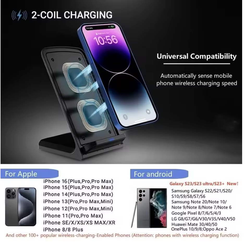 CHARGEUR SANS FIL FAST CHARGE – SUPPORT INCLINÉ
