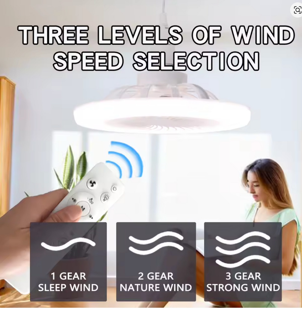 Ventilateur de plafond LED 2 en 1 avec télécommande