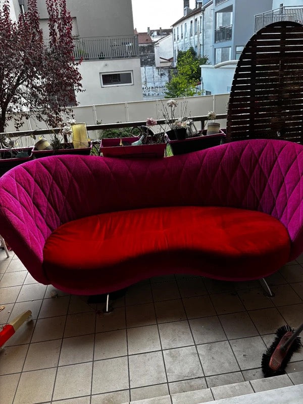 Canapé design velours rouge / fuchsia 2 m – style moderne