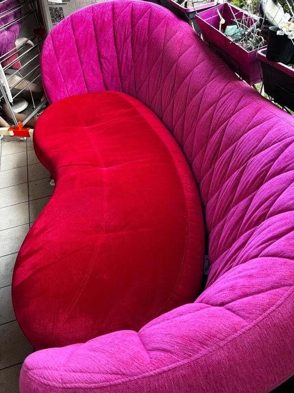 Canapé design velours rouge / fuchsia 2 m – style moderne
